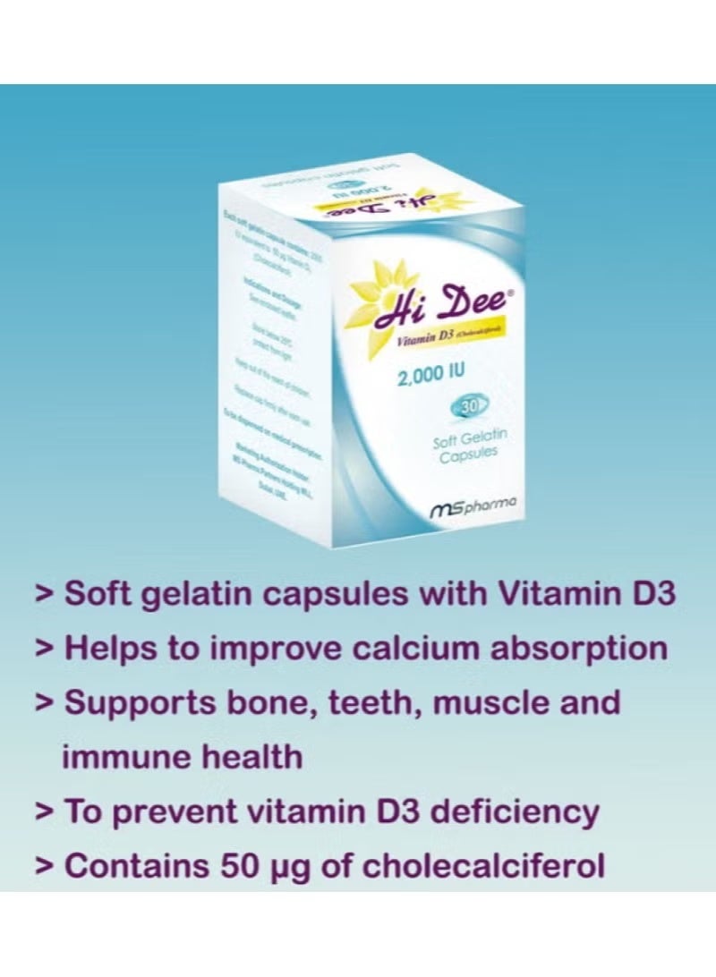 Hi Dee Vitamin D3 2000 IU Soft Gelatin Capsules 30's - Image 3